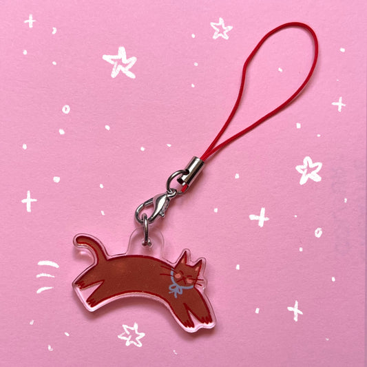 Black cat keyring charm