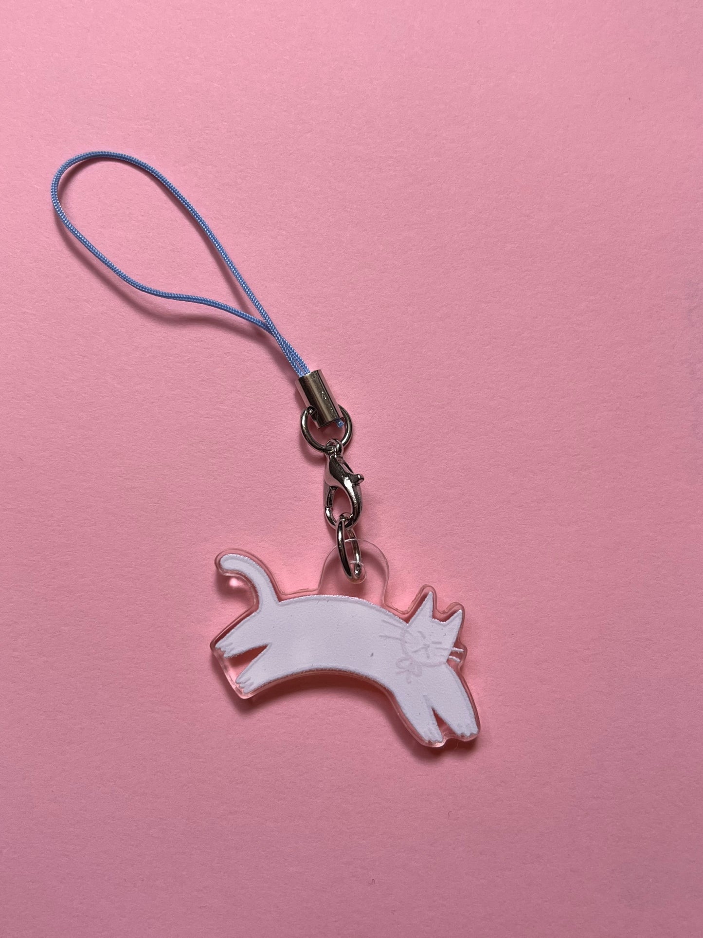 White cat keyring charm