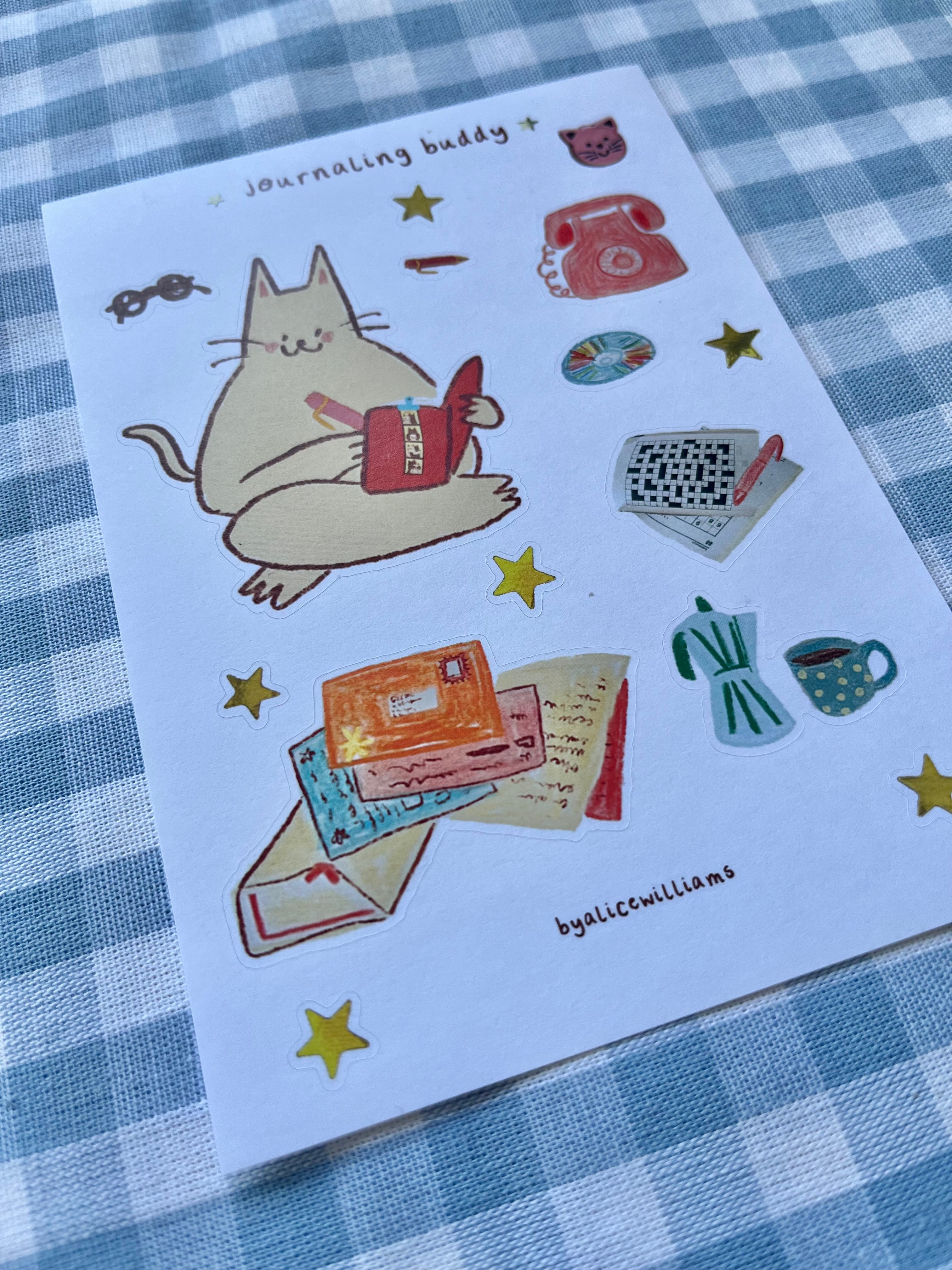 Journaling cat sticker sheet
