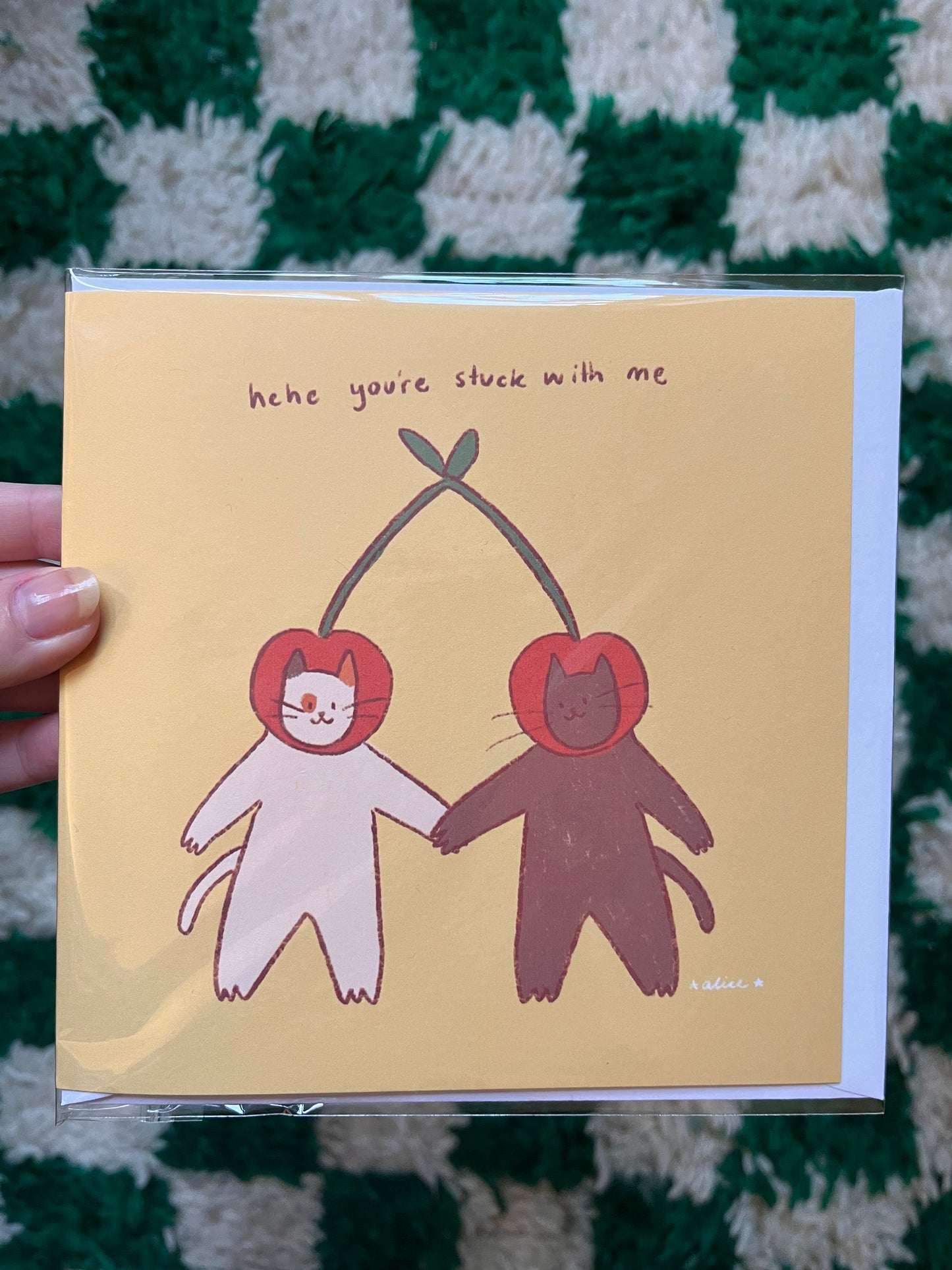 Cherry cats greetings card