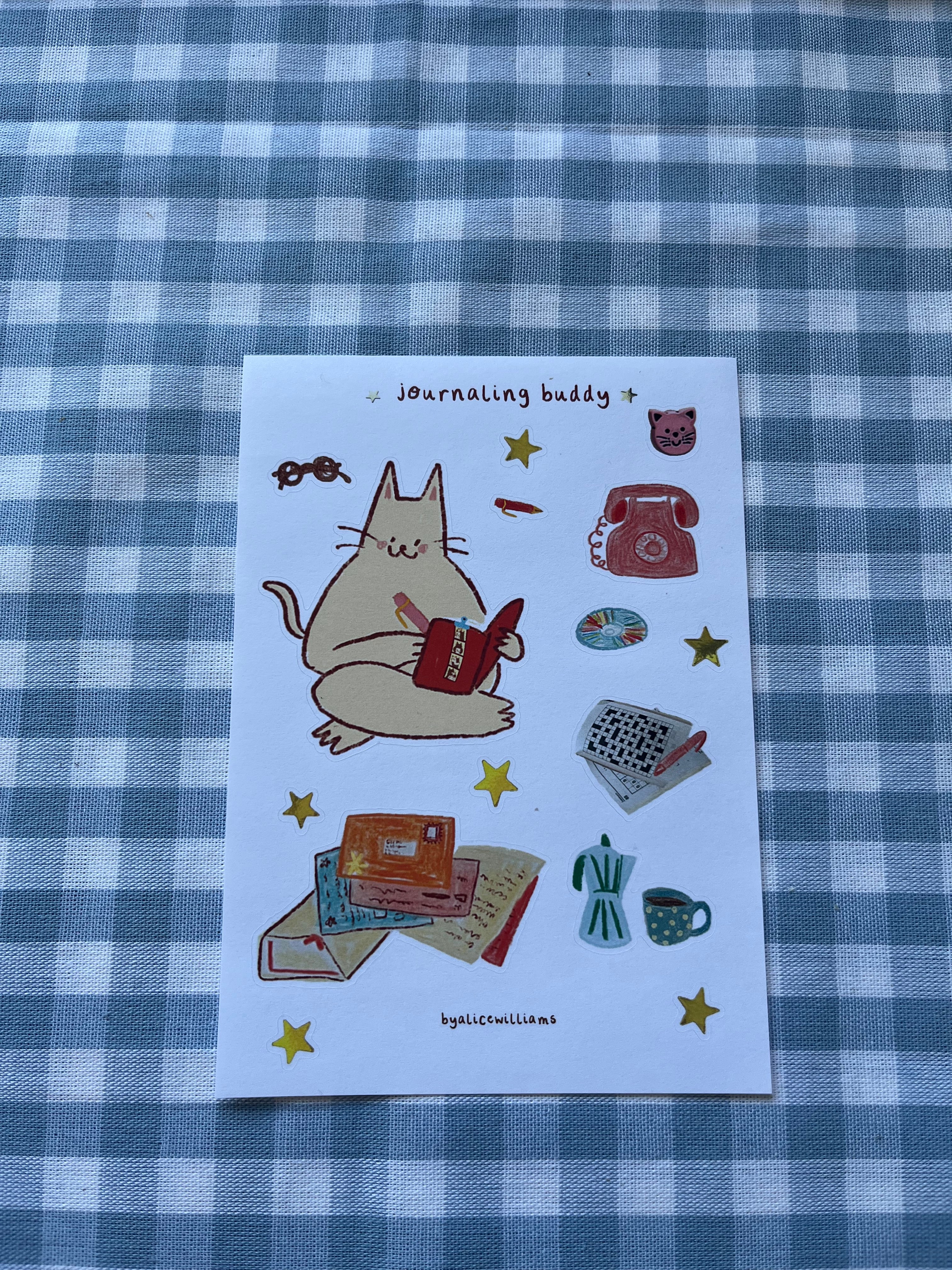 Journaling cat sticker sheet