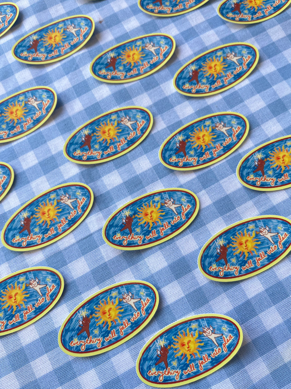 cats and the sun oval sticker