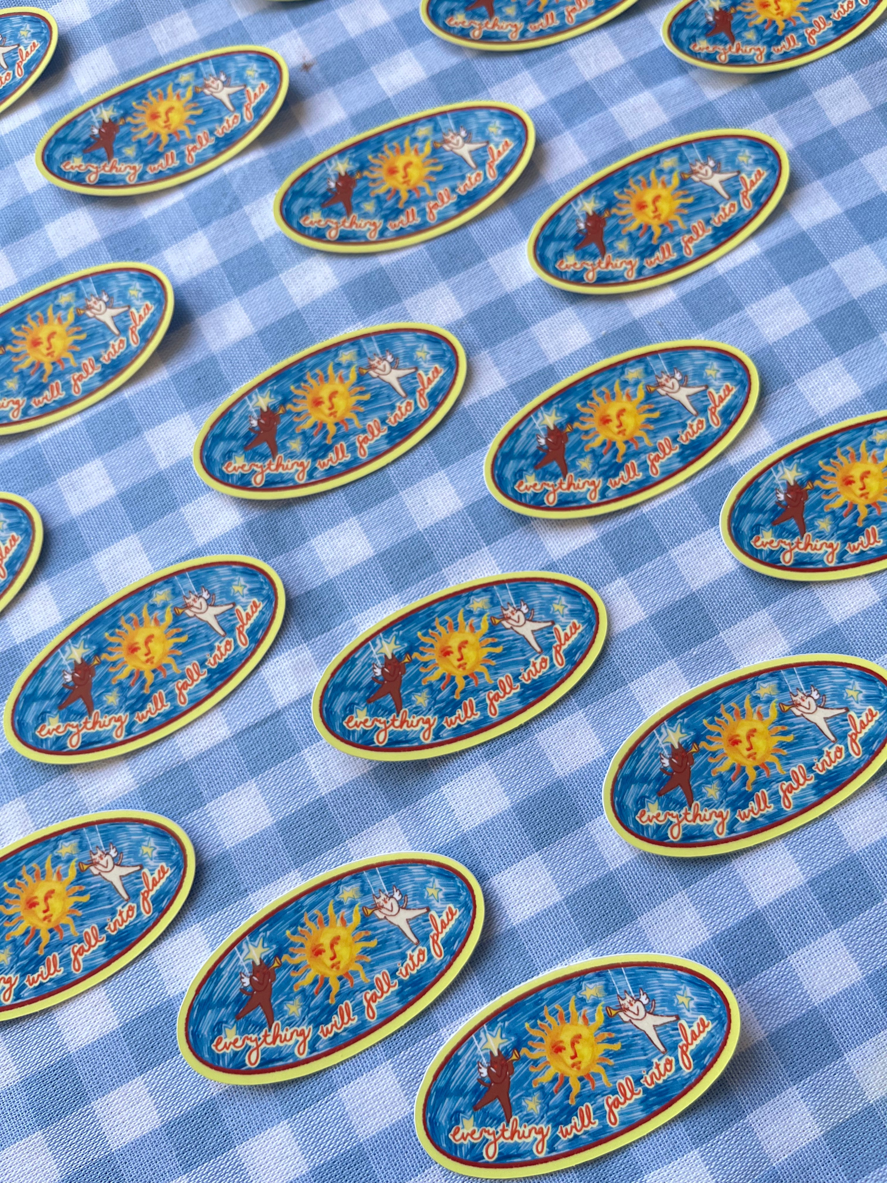 cats and the sun oval sticker