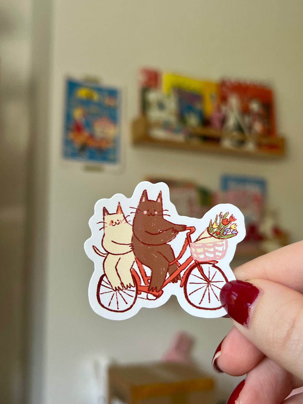 Cycling cats sticker