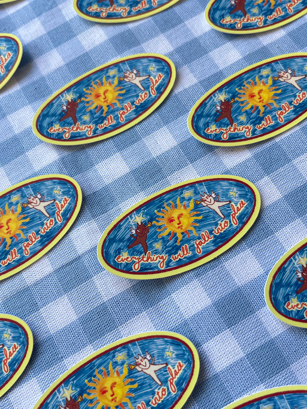 cats and the sun oval sticker