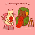 Knitting Cats print