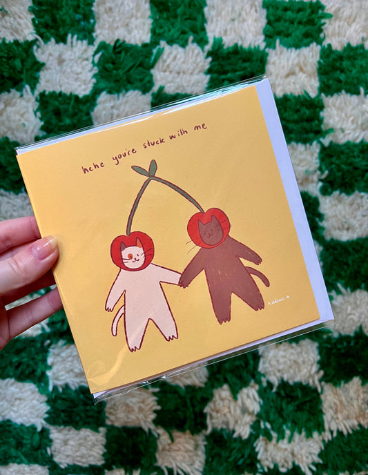 Cherry cats greetings card