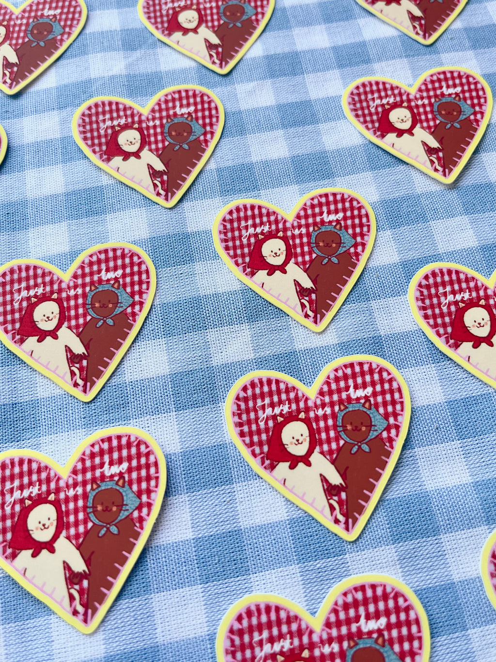 cat duo heart sticker
