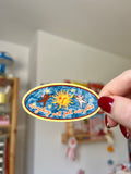 cats and the sun oval sticker
