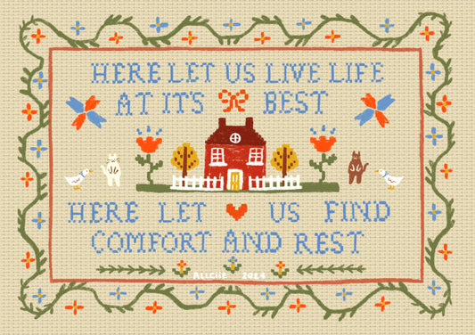 house cross stitch print