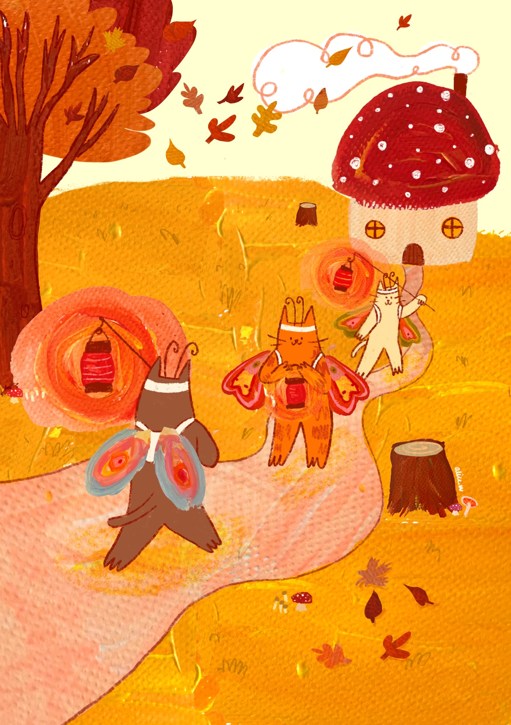 Autumnal lanterns print