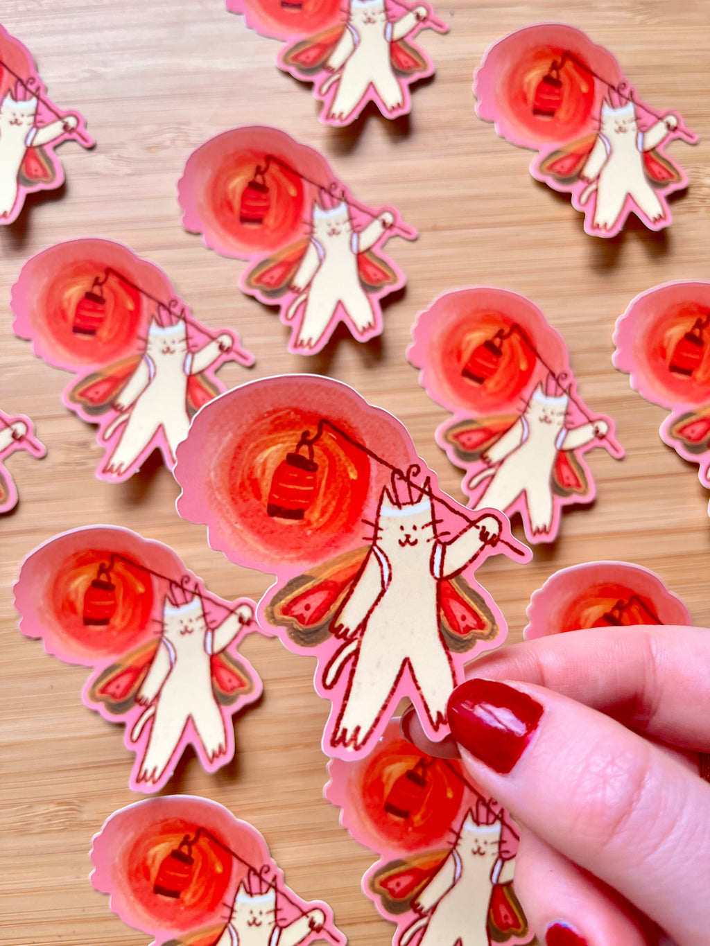 Pink moth cat sticker