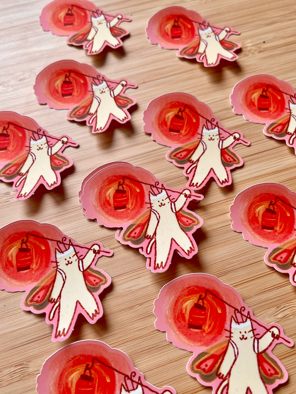 Pink moth cat sticker