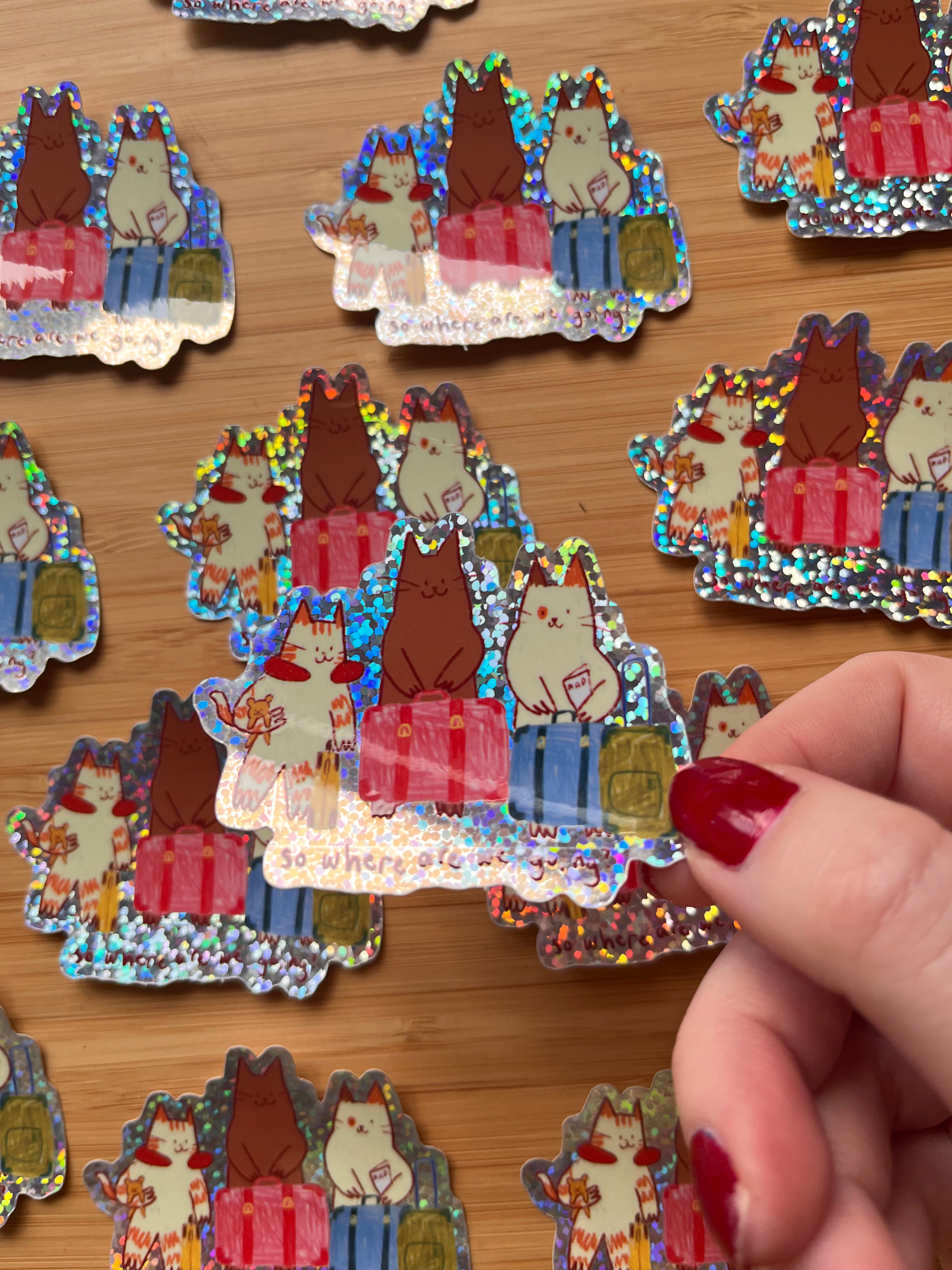 'So where are we going' cat sticker