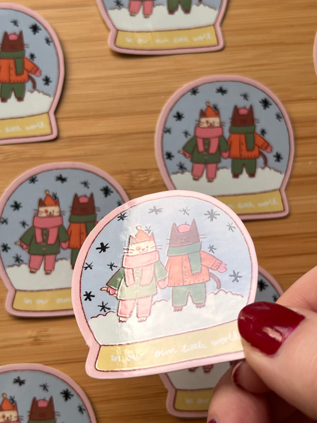 b grade snowglobe cat stickers