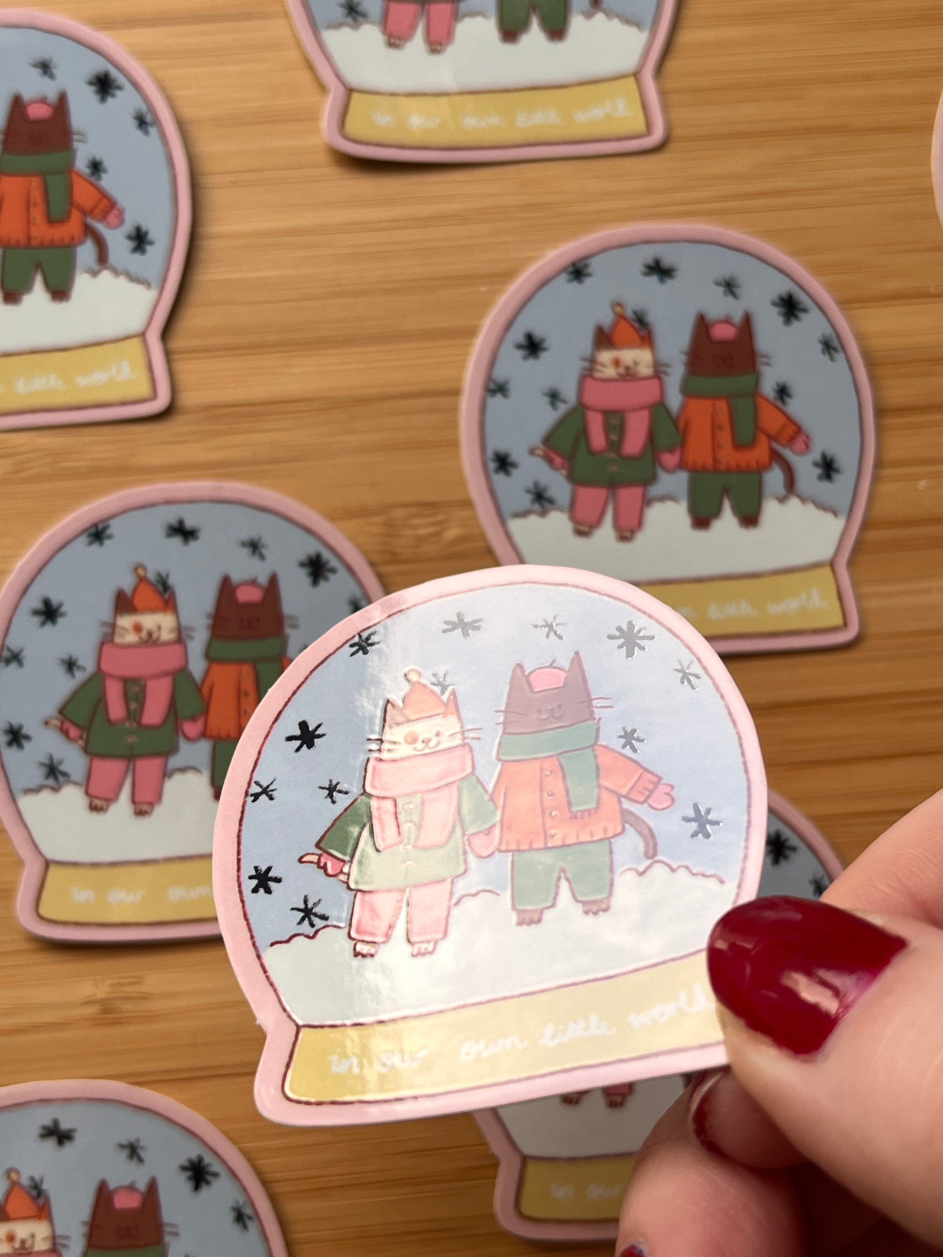 b grade snowglobe cat stickers