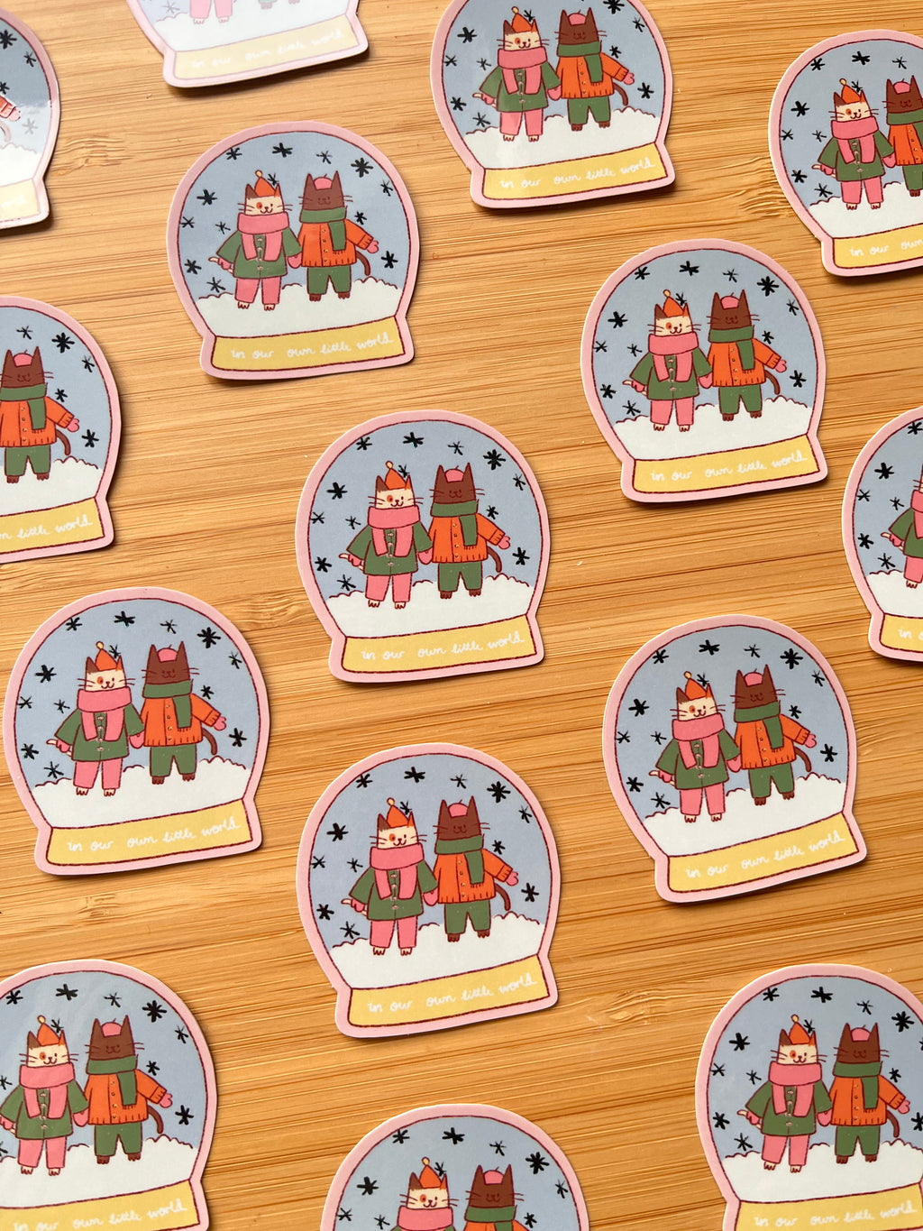 b grade snowglobe cat stickers