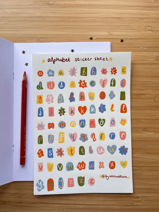 Alphabet sticker sheet