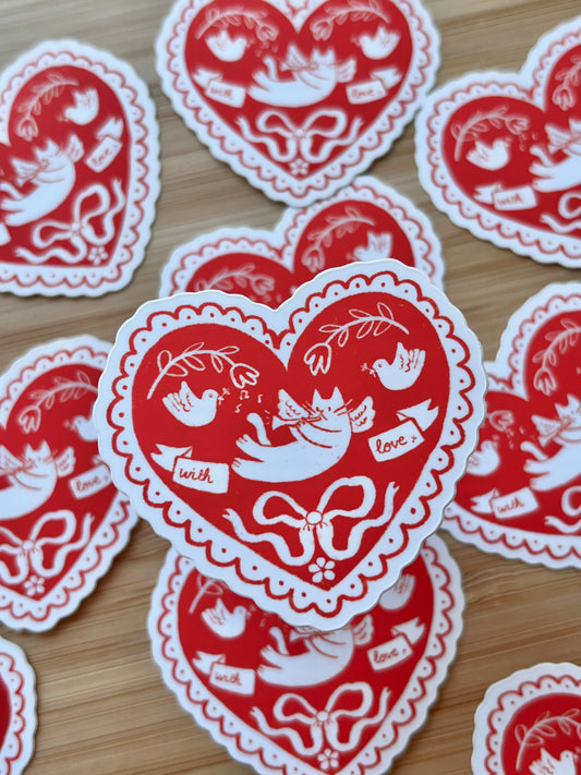 With love heart sticker