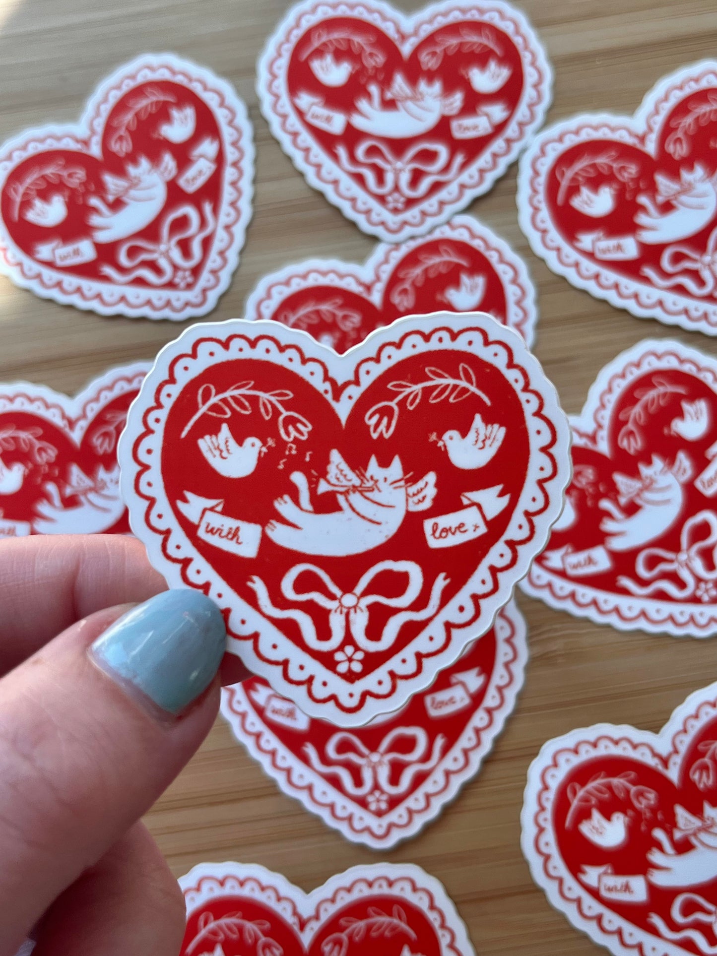 With love heart sticker