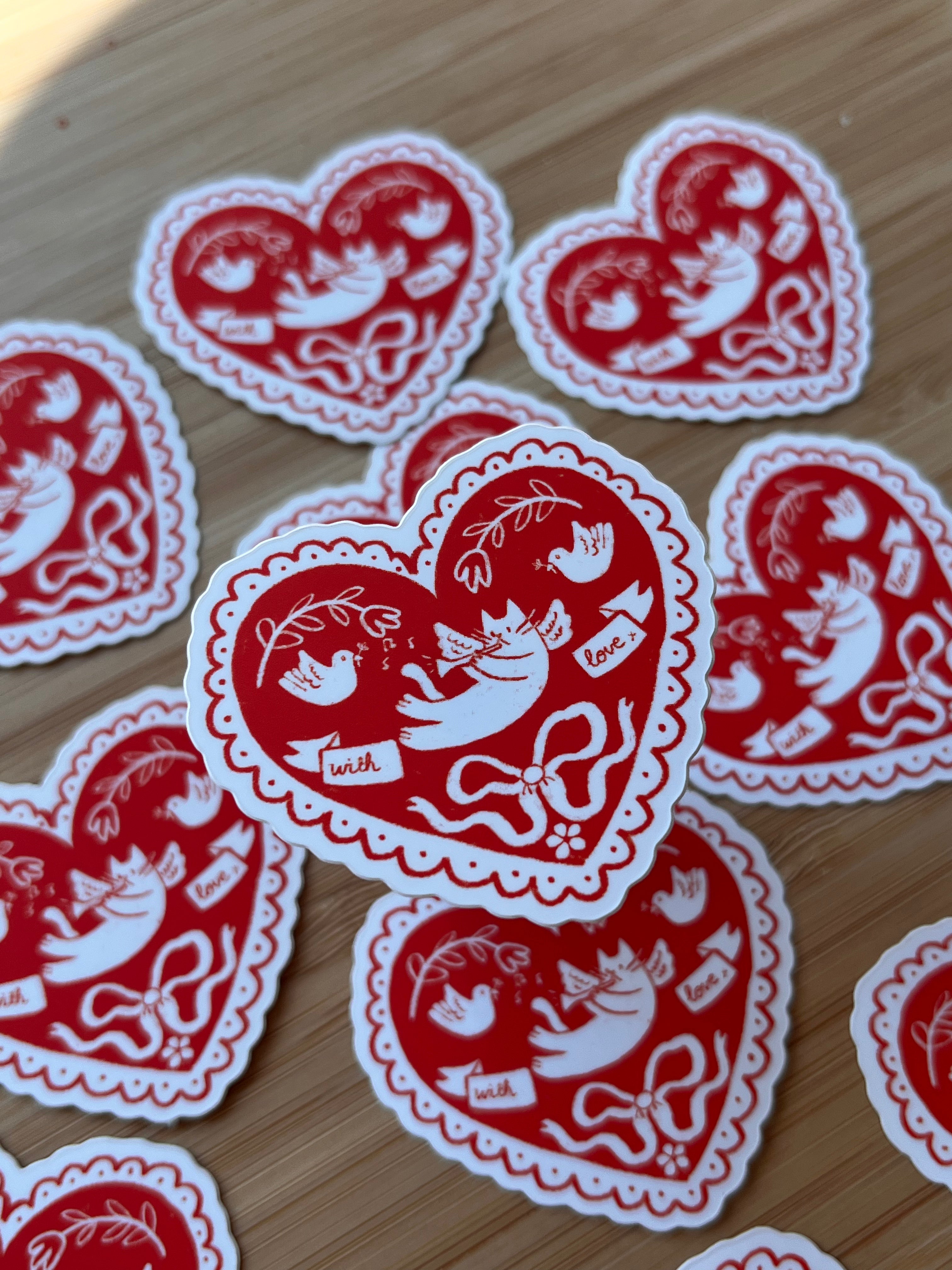With love heart sticker
