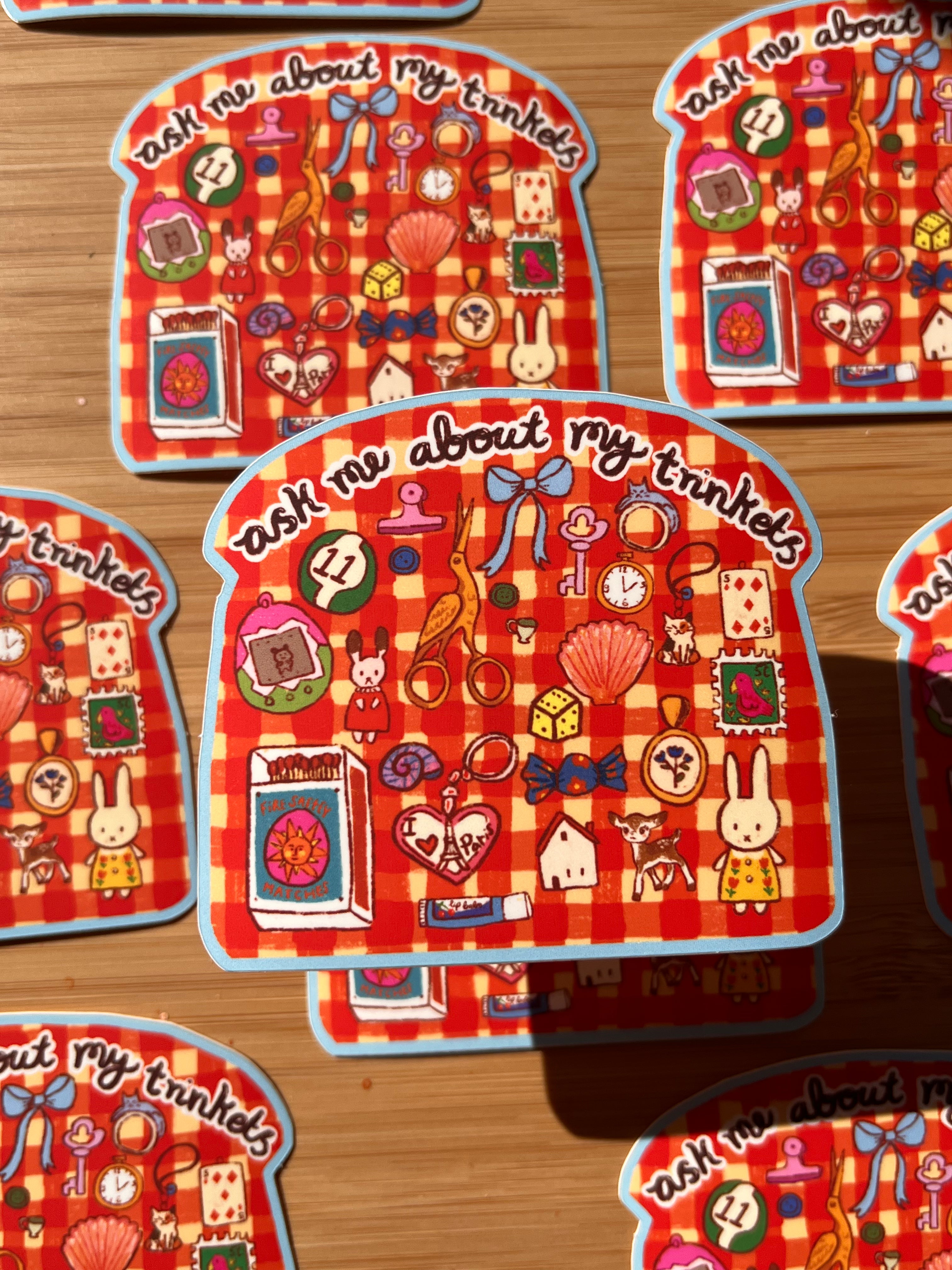 'Ask me about my trinkets' sticker