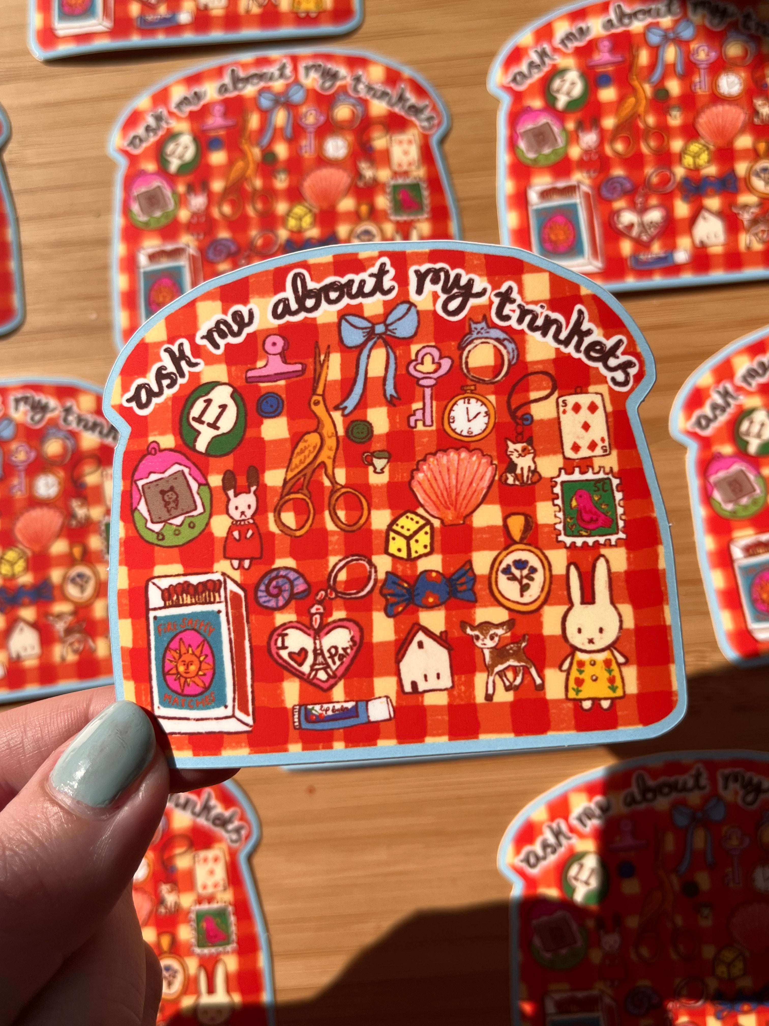 'Ask me about my trinkets' sticker