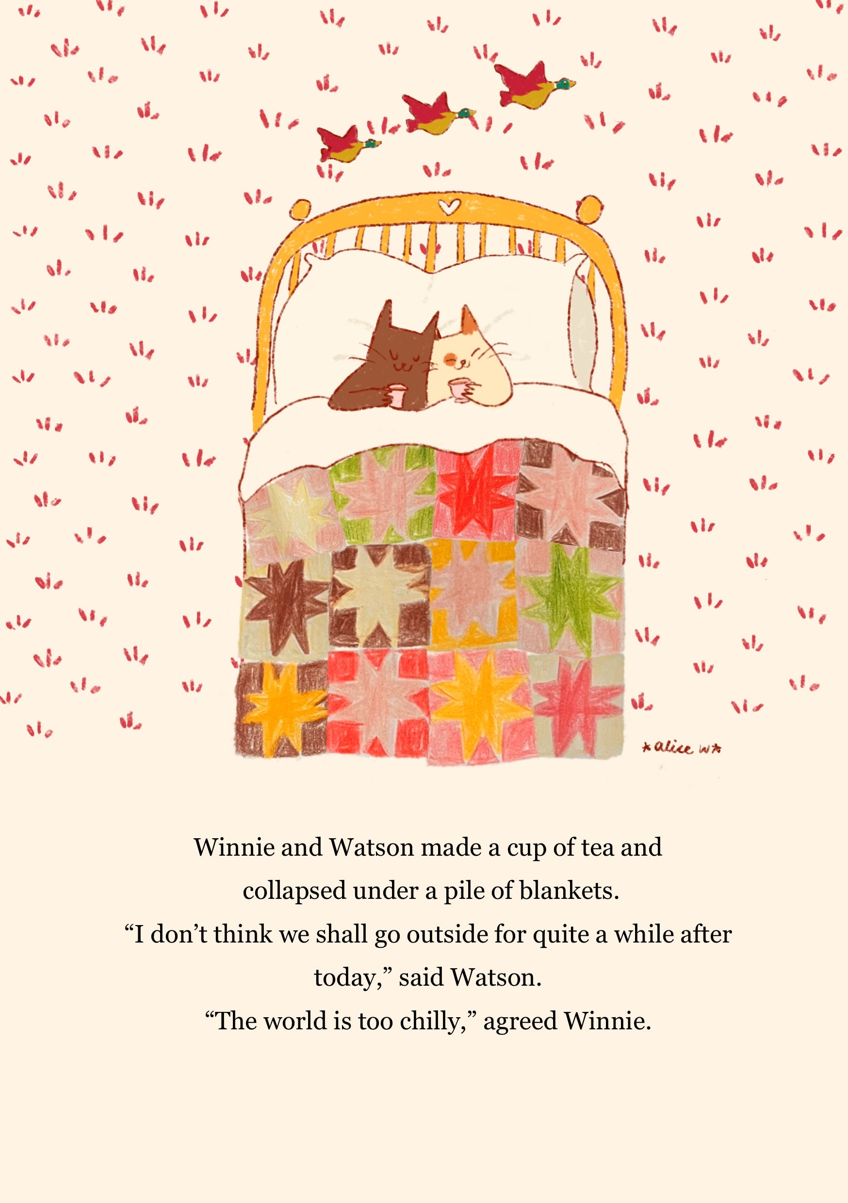 Winnie and Watson's cold day out print