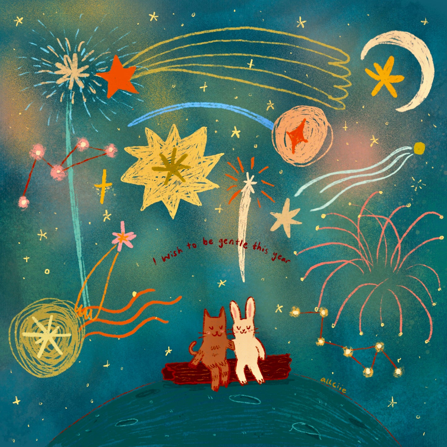 firework cats print